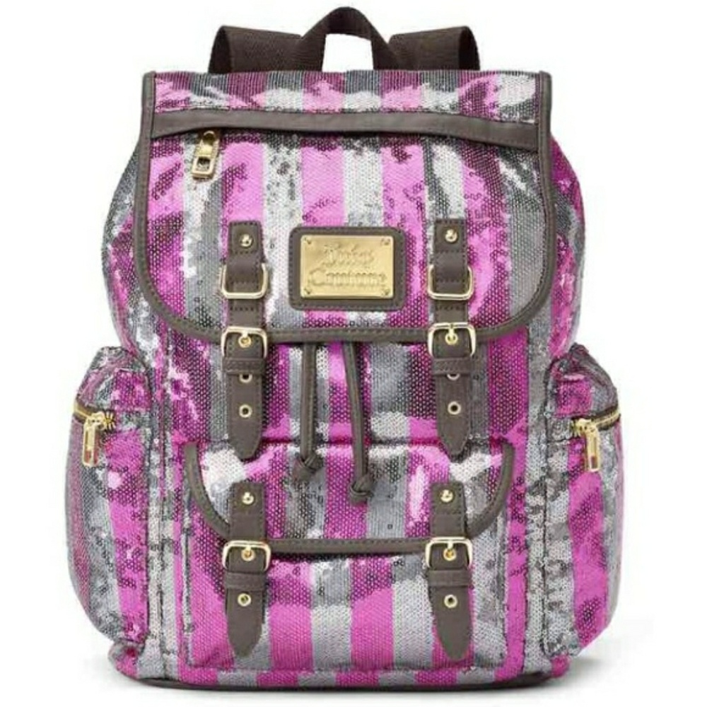 JUICY COUTURE PINK STRIPE SEQUIN BACKPACK NWOT